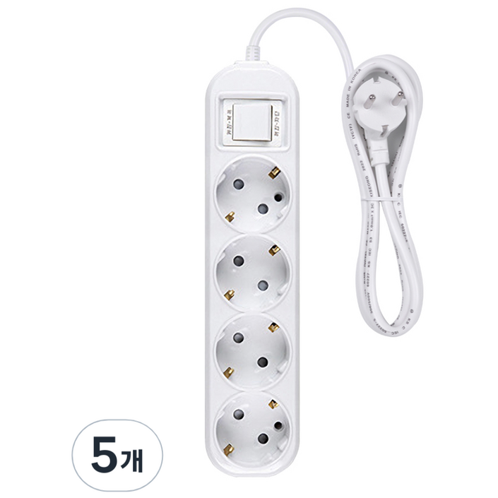 오성정밀 접지 멀티탭 4구, 1.5m, 단일 색상, 5개