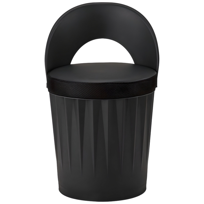 파란들 드럼체어 일체형 스툴의자 등받이형, 블랙, 1개