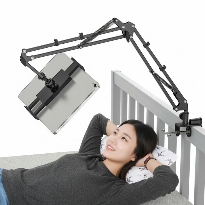 침대 폰 거치대  메탈 암 베드폰홀더 탁상 스탠드 4.712.9인치 폰 아이패드 태블릿 거치대 블랙, 1개, 블랙