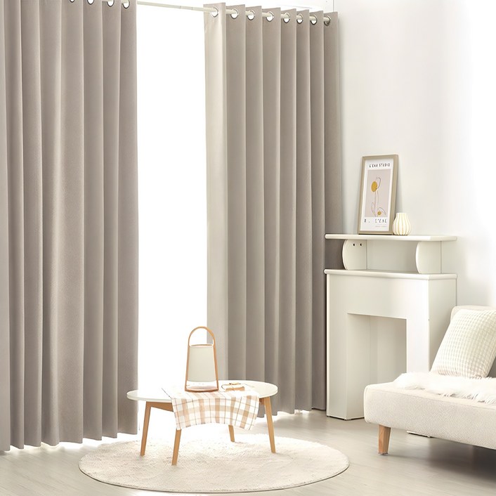 썬데코 형상기억 암막 린넨룩 양면커튼 아일렛형 2p