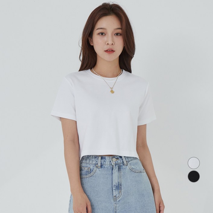 아피나르 크루넥 크롭 반팔 티셔츠 아피나르 크루넥 크롭 반팔 티셔츠