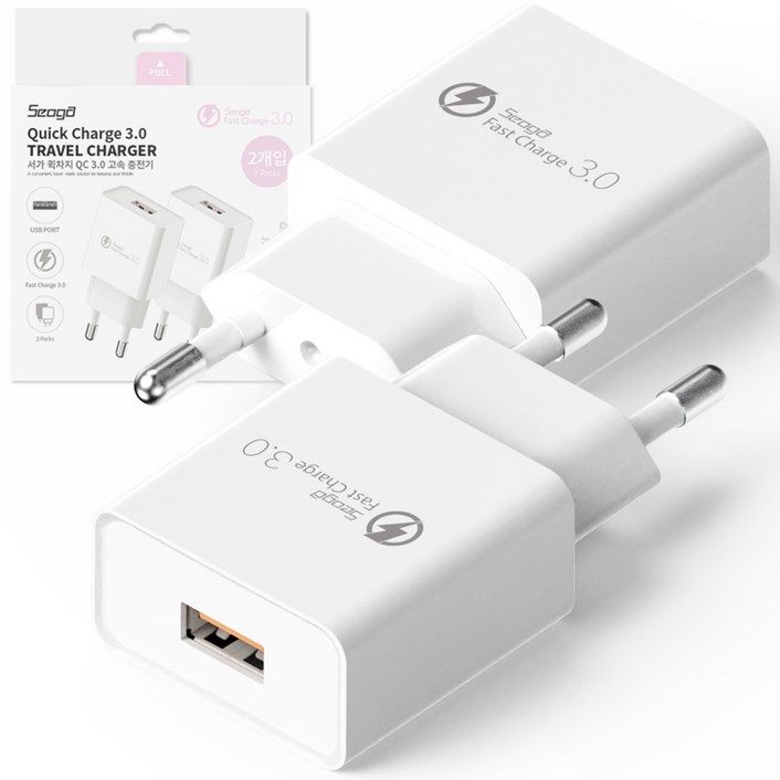서가 퀵차지 QC3.0 18W USB 고속충전기 어댑터, 화이트, 2개 서가 퀵차지 QC3.0 18W USB 고속충전기 어댑터, 화이트, 2개