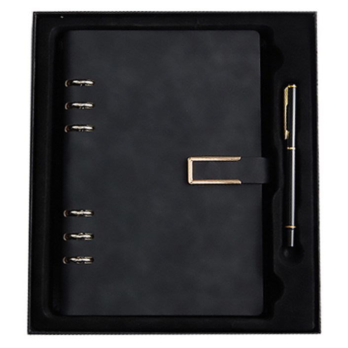 블랙스완 비즈니스 루스 노트 선물세트, 사각버튼 블랙, 1세트