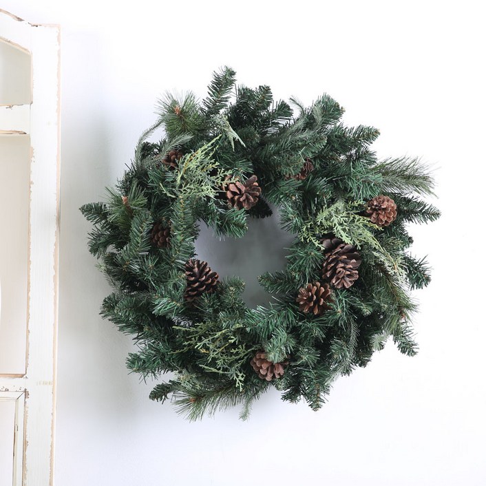 마쉬매리골드 프리미엄 크리스마스 솔방울 믹스 리스