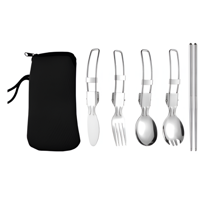 보다모가 야외용 캠핑 올스텐 커트러리 5종  파우치 세트, 블랙파우치, 1세트