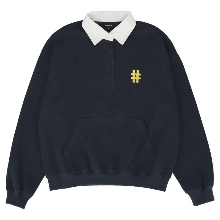 빈트릴 남녀공용 히든버튼 럭비 티셔츠 BA231RM006