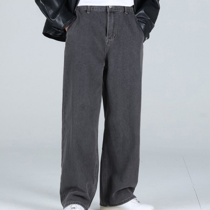 이브클로젯 남성용 빅사이즈 뒷 밴딩 세미 와이드 청바지 6691-1