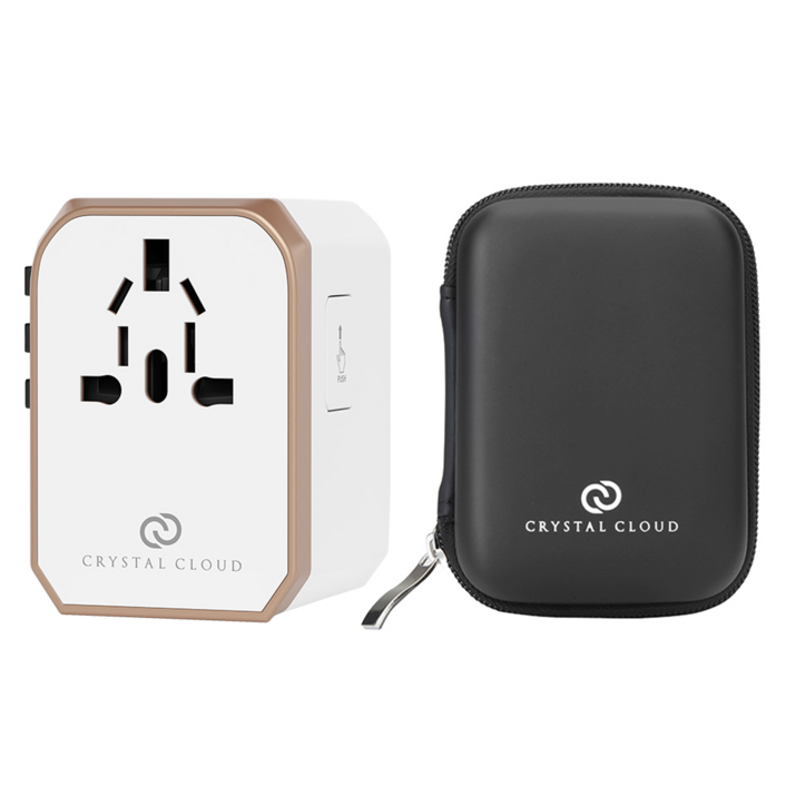 크리스탈클라우드 5포트 6A 전세계 여행용 해외 멀티 플러그 어댑터 돼지코 CC307 로즈골드, 1개