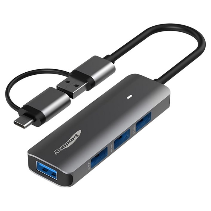 애니포트 4포트 C타입 USB 3.0 4 in 2 노트북 맥북 멀티허브 APTC41UH, 블랙, 1개