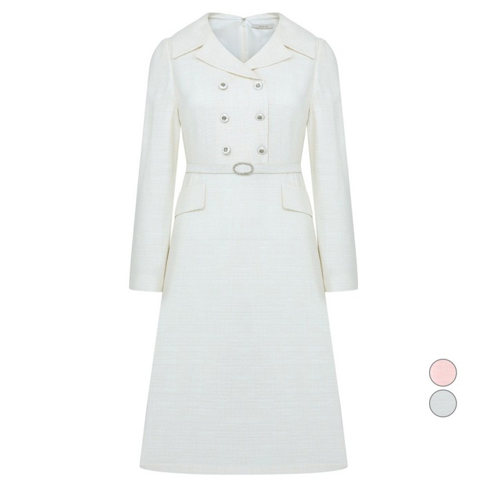 케네스레이디 여성용 숄카라 더블버튼 트위드 원피스