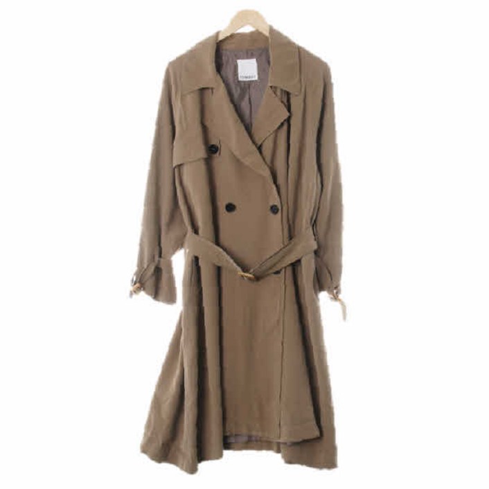 2734 톰보이 다크베이지 허리벨트더블버튼트렌치코트 Free