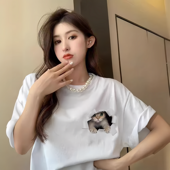 WILDSEA 남녀공용 오버핏 고밀도 순면 커플 반팔티셔츠