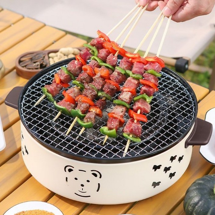 HOMIE 가정용야외 숯불구이 미니화로 야끼니꾸 바베큐그릴 캠핑화로대, 1개