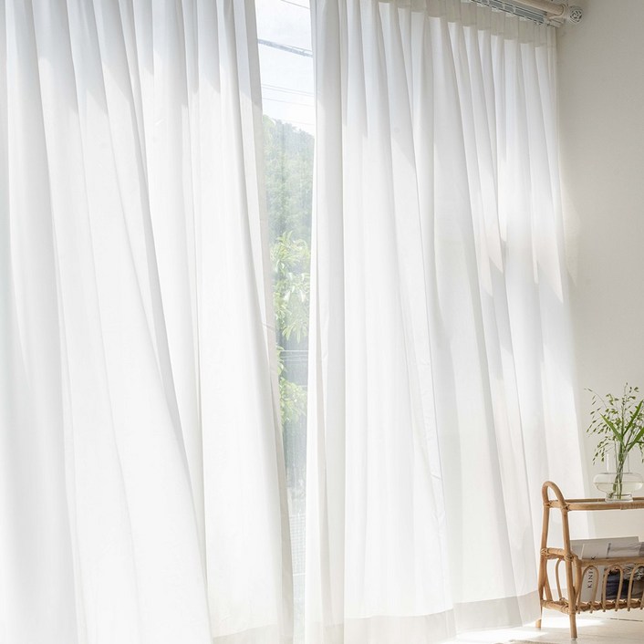 빠른맞춤제작 자체제작 이음선없는 차르르 도톰 쉬폰커튼 나비주름 맞춤 60cm 거실 먼지없는 국산원단 화이트 호텔커튼