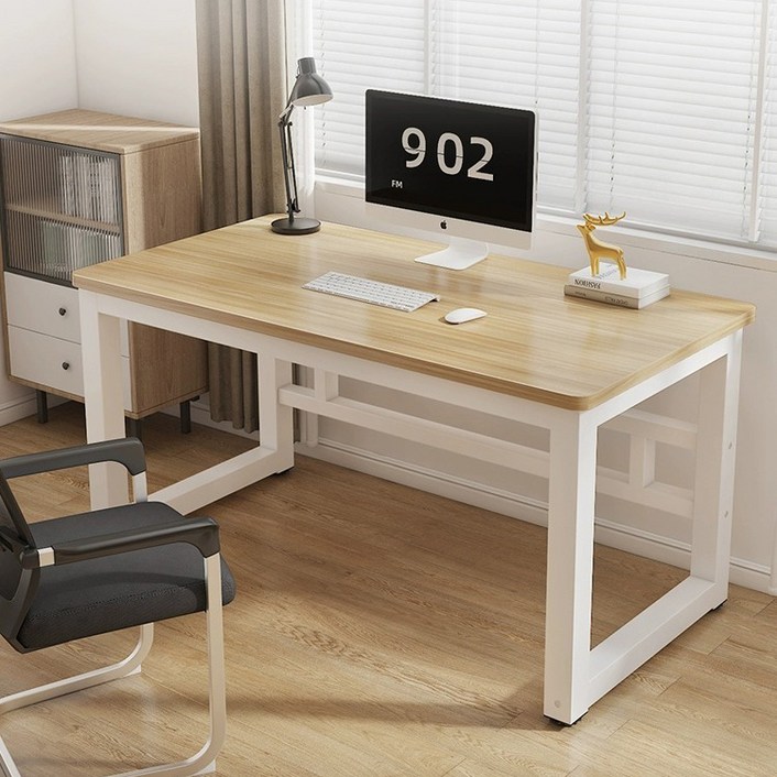 쇼엔 사무실 책상 컴퓨터 테이블 멀티책상 1200 1600, 화이트프레임+우드상판