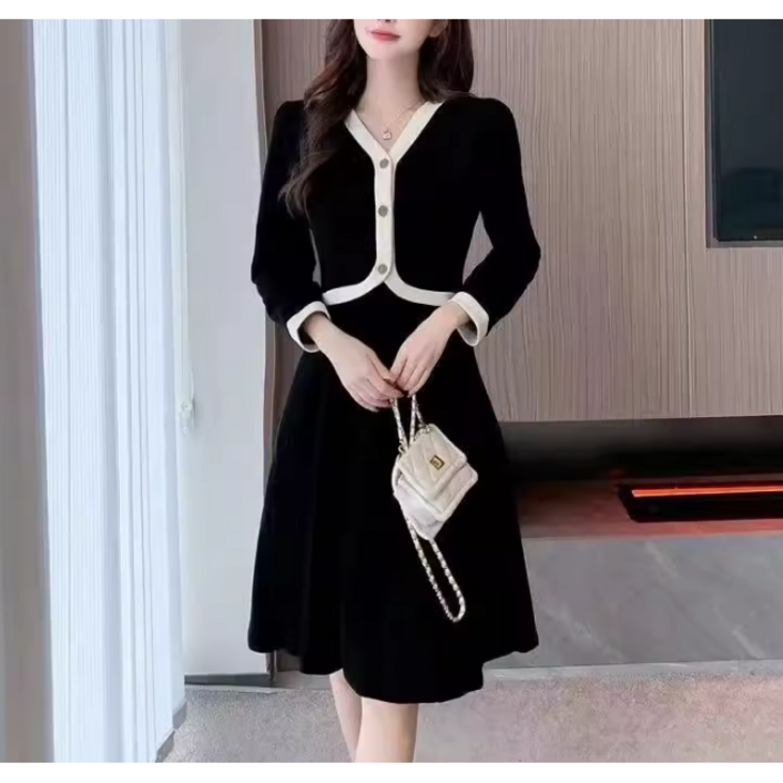 쌍천 빅사이즈 봄 가을 겨울 원피스 오피스룩 여성 정장 원피스 데이트 송년회 상견례 원피스  A25121709