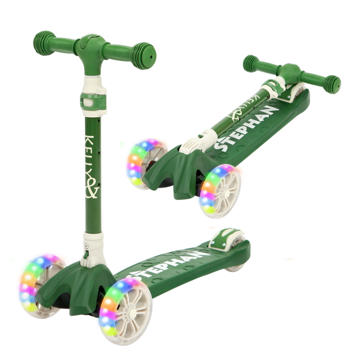 켈리앤스테판 유아킥보드 [3단/접이식/LED광폭바퀴] 아기 어린이 킥보드 씽씽카 K151, 리프그린, 1개