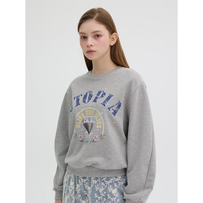 올리브데올리브 레터링 그래픽 스웻 티셔츠 OW5SE163