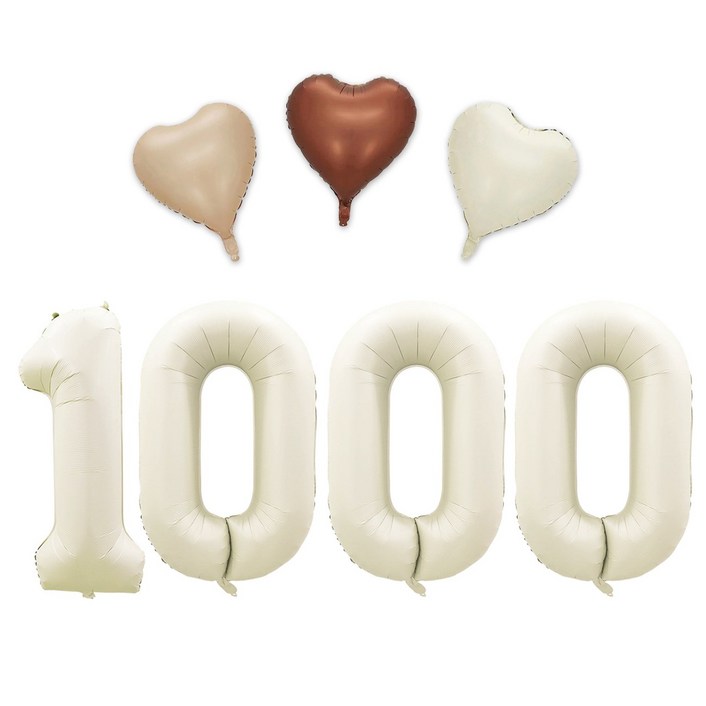 해피쏘굿 1000일 40인치 대형 크림베이지 숫자 하트 풍선세트 해피쏘굿 1000일 40인치 대형 크림베이지 숫자 하트 풍선세트