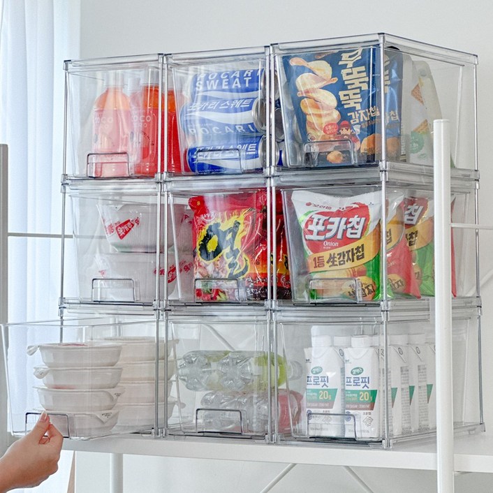 [정리전문가추천] 1+1 루시아이 적층식 실버 프레임 팬트리 정리함