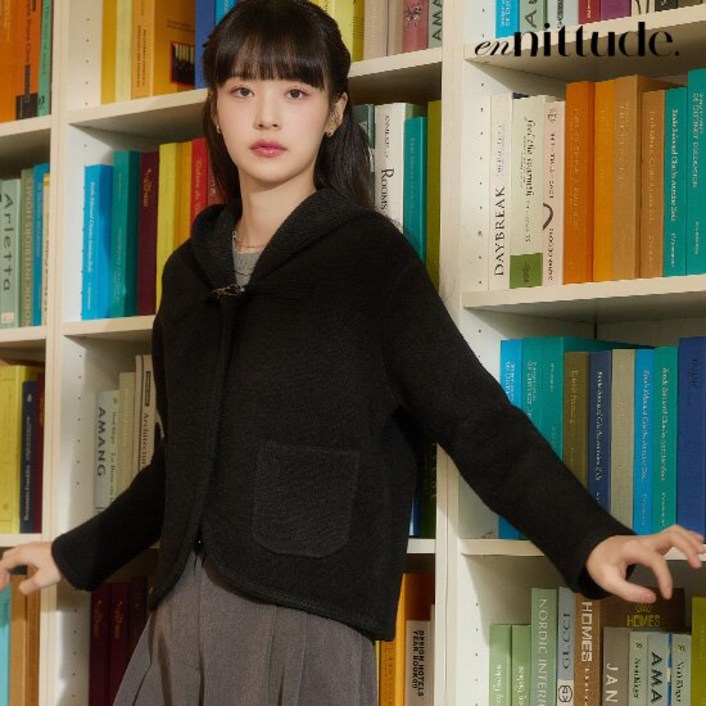 엔니튜드 25SS 울 블렌드 후드 니트 재킷