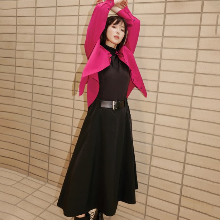 베스띠벨리 24F/W 나일론 SET 벨트 장식 플레어 스커트 BJSAI1329