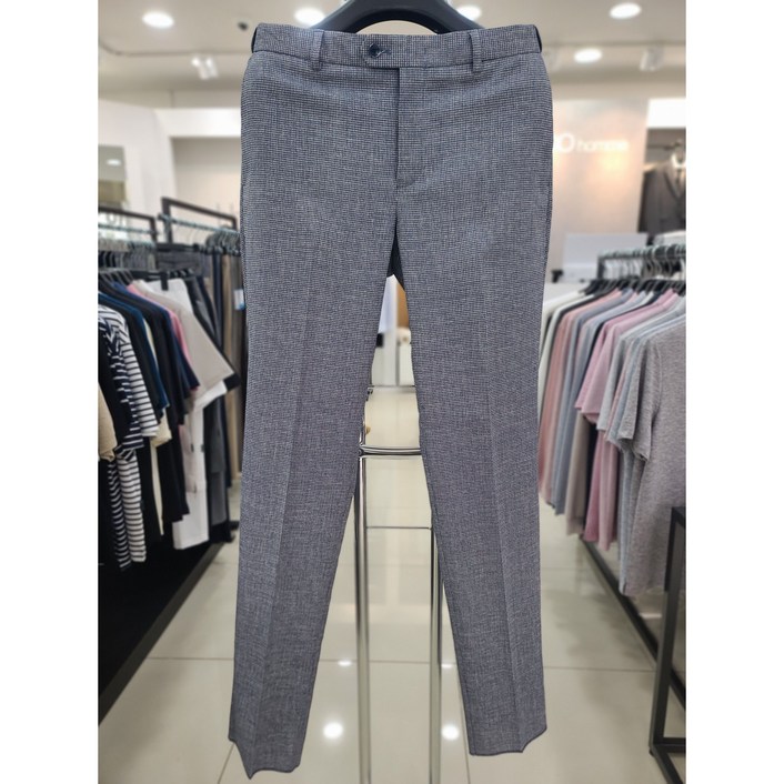 바쏘 24S/S 이월 네이비 잔 체크 허리밴딩 스판 바지SBPK72-4