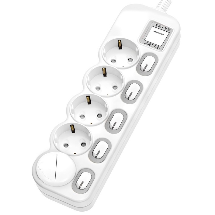 에코파워탭 LED 개별 과부하차단 멀티탭 전선형 5구 EPML305SS  안전커버 랜덤발송, 1.5m, 혼합색상, 1개