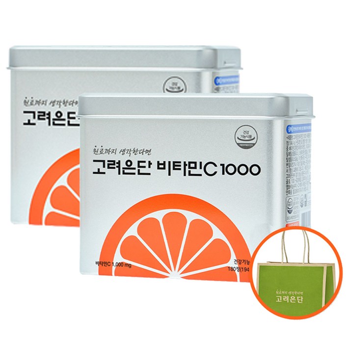 고려은단 비타민C 1000 + 쇼핑백, 180정, 2개 - 쇼핑앤샵