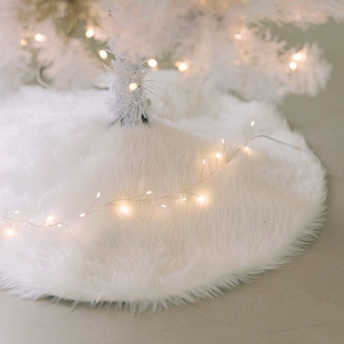 홈트너 퍼 트리스커트 크리스마스 장식 용품, 화이트, 1개