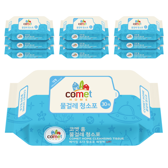코멧 홈 물걸레 청소포 대형 리필 30매, 50g, 30개입, 10개 코멧 홈 물걸레 청소포 대형 리필 30매, 50g, 30개입, 10개