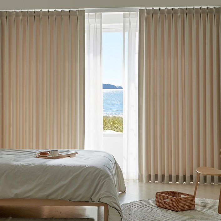 홈인홈 이지워시 높이조절 뉴린넨 사계절 암막 나비주름 커튼 2p 세트