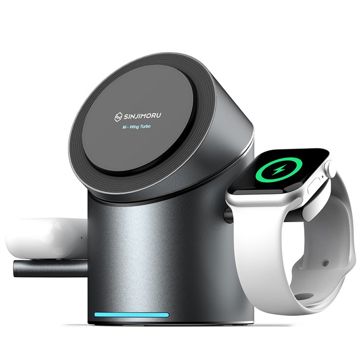 신지모루 Qi2 3in1 무선충전 맥세이프 M 윙 터보 애플 워치 거치대