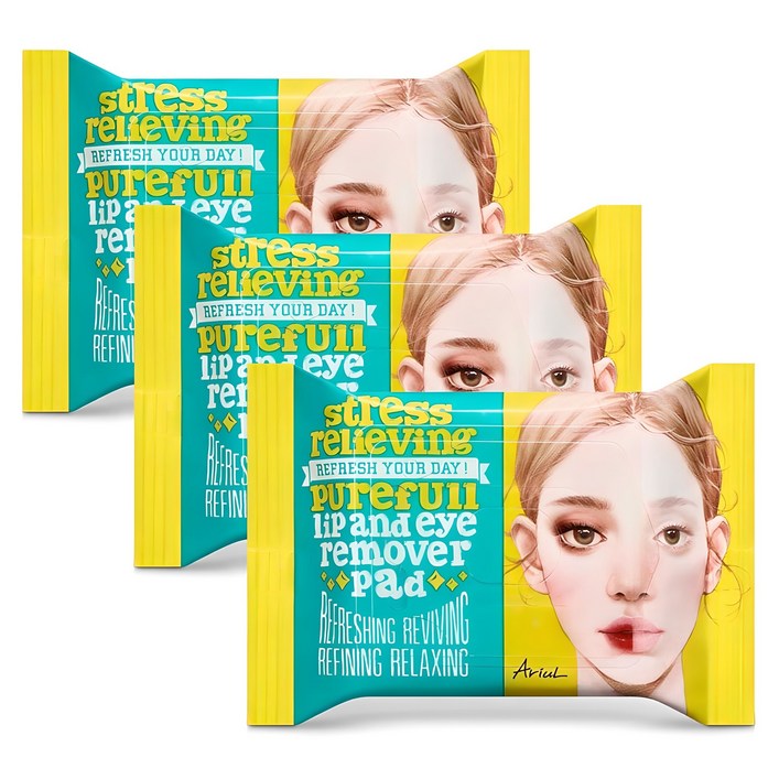 아리얼 스트레스 릴리빙 립앤아이 리무버 패드 30p, 55g, 3개 아리얼 스트레스 릴리빙 립앤아이 리무버 패드 30p, 55g, 3개