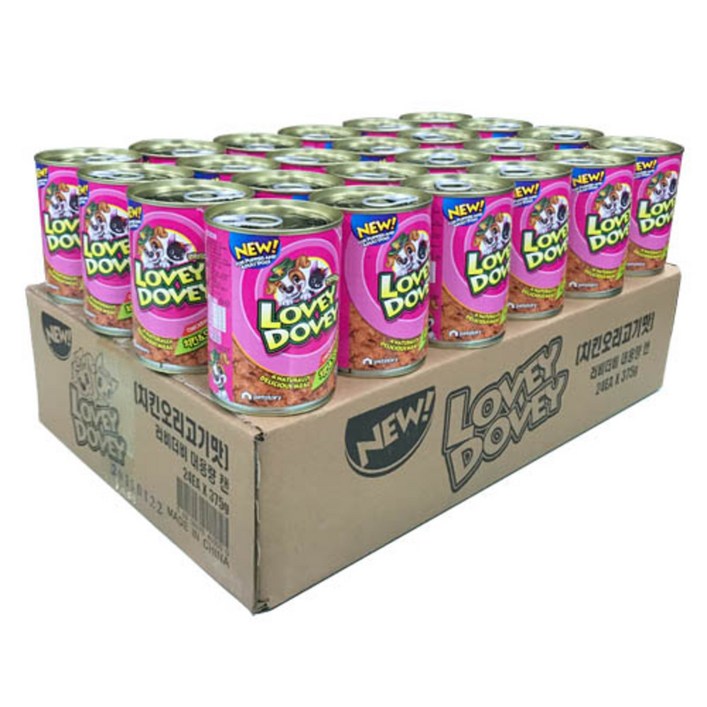 러비더비 강아지 간식캔, 혼합맛치킨오리고기, 375g, 24개