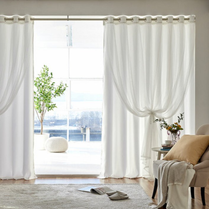 모던하우스 ON마리 이중레이스 암막커튼 창문형 2장세트