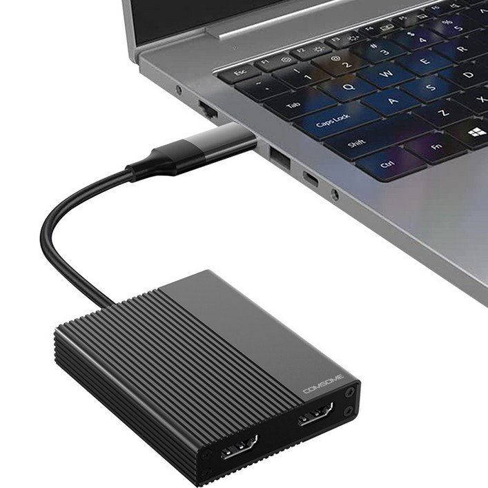 컴썸 HDMI 4K 외장 그래픽카드 맥북 듀얼모니터 USB 멀티허브 CT21P, 블랙