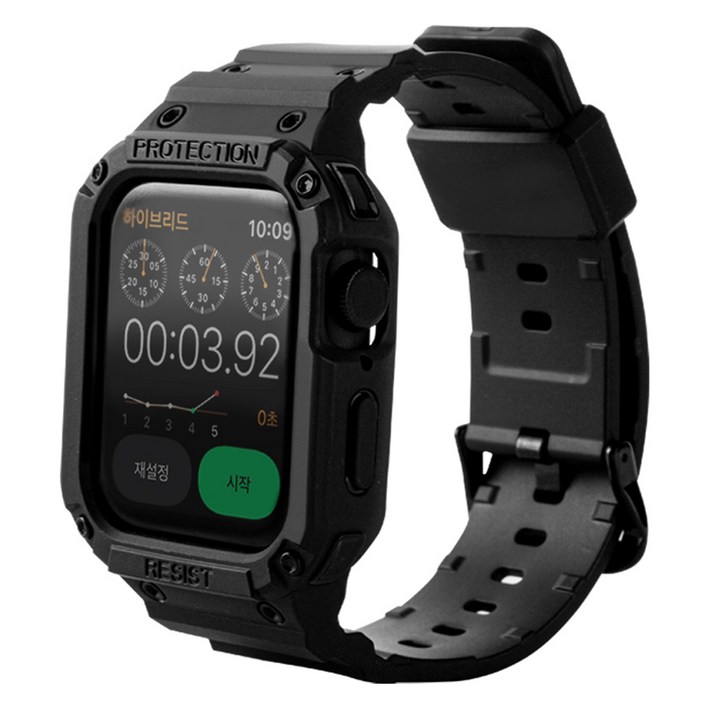 아이몰 애플워치 호환 사이드 풀커버 실리콘 일체형 스트랩, 블랙, 1개