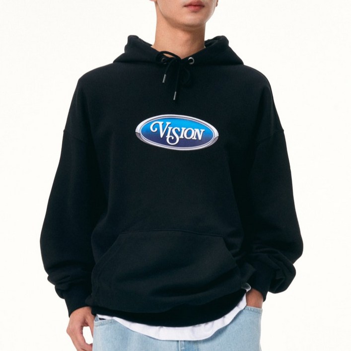 비전스트릿웨어 VSW blue Oval Logo Hoodie VS2301HD02BK