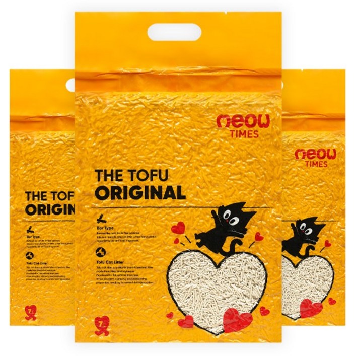 미우타임즈 더 두부 오리지널 먼지없는 응고형 고양이 모래, 7L, 3개, 두부향