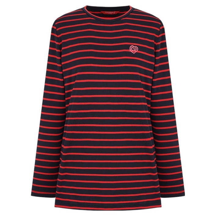 크로커다일레이디 여성용 가로줄라운드티 CLCWTS906