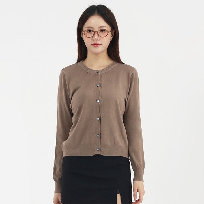 엘쏘 여성용 소프트 컬러 라운드 니트 가디건