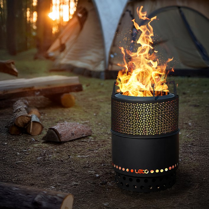 레토 이중연소 원통형 캠핑 화로대 장작 불멍 바베큐그릴 LCPSB07