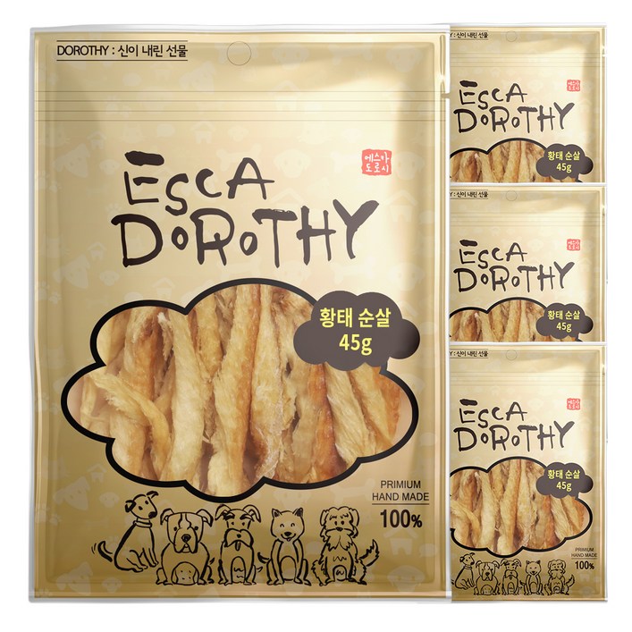 에스카도로시 강아지 국내산 수제간식, 황태순살 맛, 45g, 4개