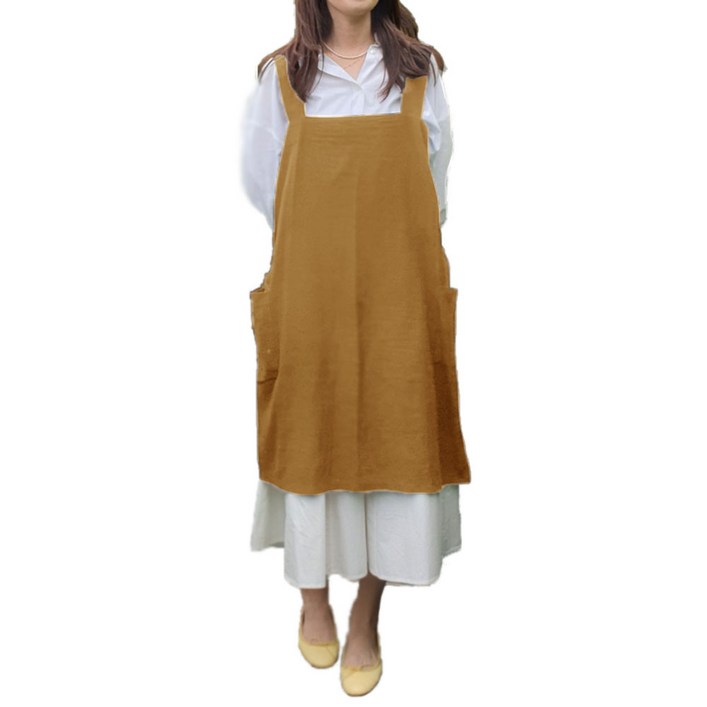 린넨 심플 롱 앞치마 S