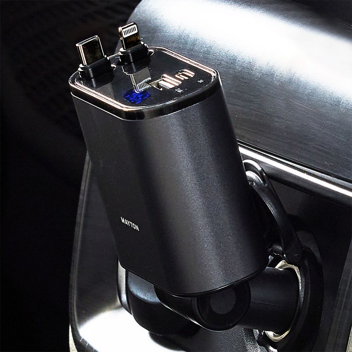 메이튼 동시4대충전 릴타입 차량용 고속 충전기 멀티형, PT161, 실버그레이