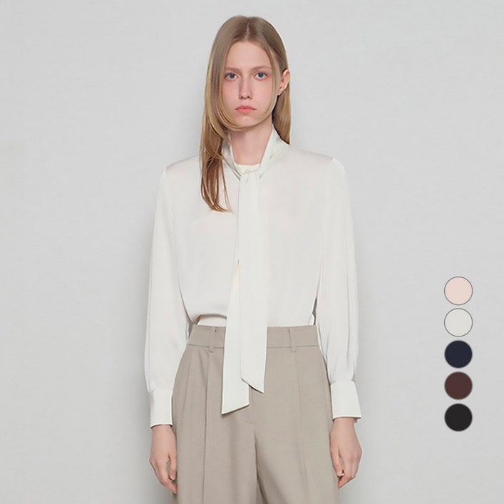 리스트 여성용 라운드넥 타이 블라우스 TWWBLO82020