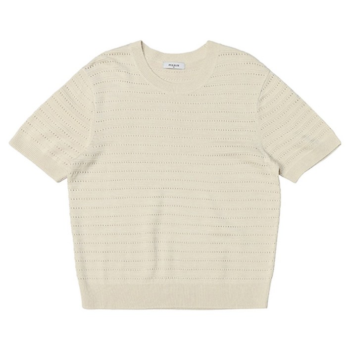 폴햄 여성용 펀칭 라운드넥 반팔 니트