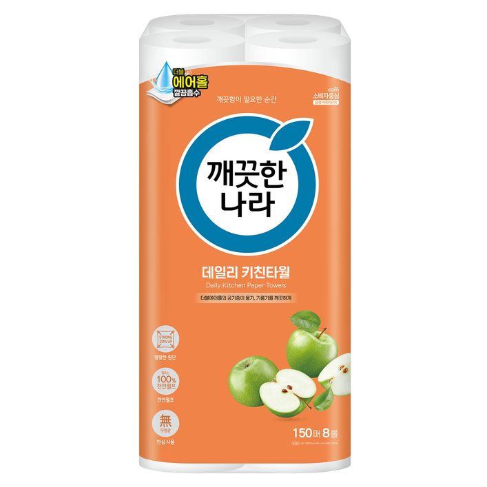 깨끗한나라 데일리 키친타월, 8개, 150매