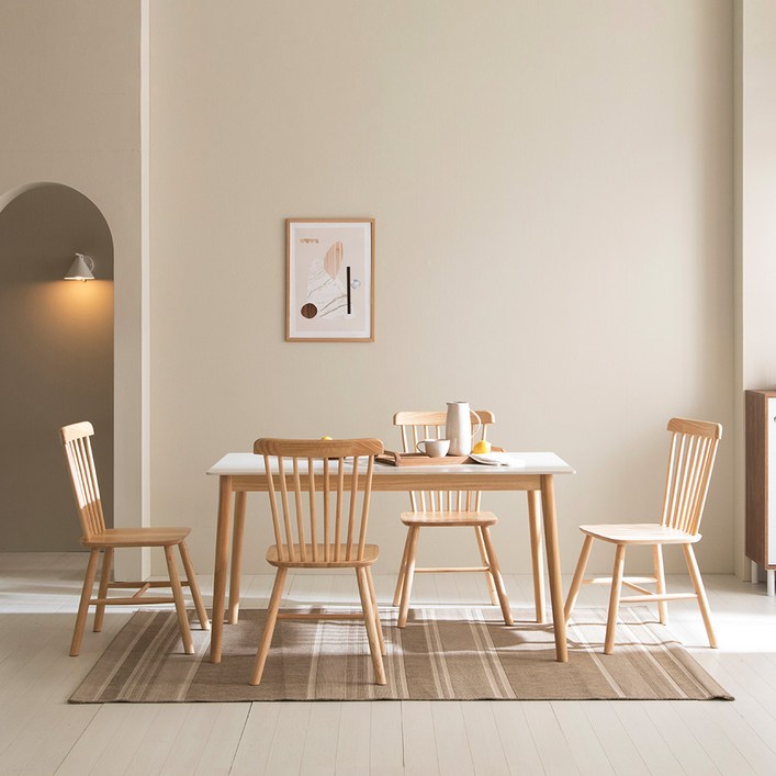 카도 통세라믹1400 직사각 식탁 + 의자 4p 4인용 방문설치, 식탁(퓨어화이트), 의자(단일색상)